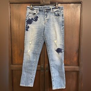 Gap 1969 Blue Floral Embroidered Jeans women’s size 28